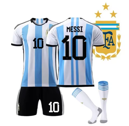 Messi White/Blue Kids Soccer Set Top Quality